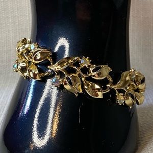 Vintage 1960’s Aurora Borealis Rhinestone Book Chain Bracelet